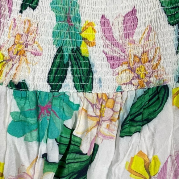 Cleobella Dress Womens Small Tropical Floral Leafy Smocked Beachy Vacation Boho - Picture 15 of 15